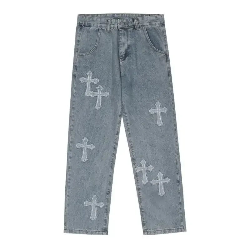 Y2k Cargo Cross Denim Baggy Loose Trousers